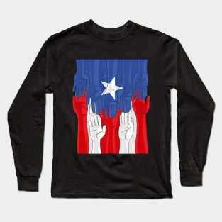 Puerto Rican Hands Boriqua Pride Puerto Rico Flag Long Sleeve T-Shirt